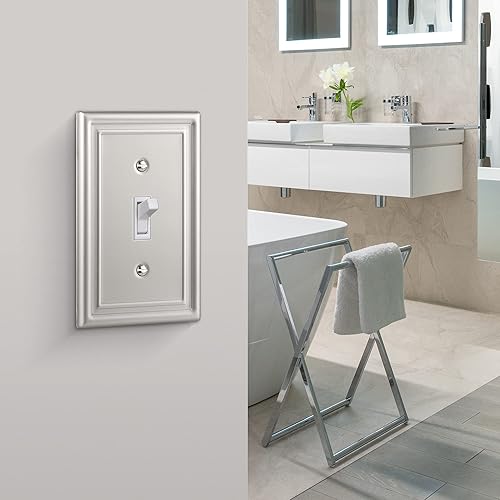 Miniatura 5 de DEWENWILS Placas de pared de palanca, cubierta de interruptor de luz de níquel cepillado, placas frontales de metal, paquete de 4