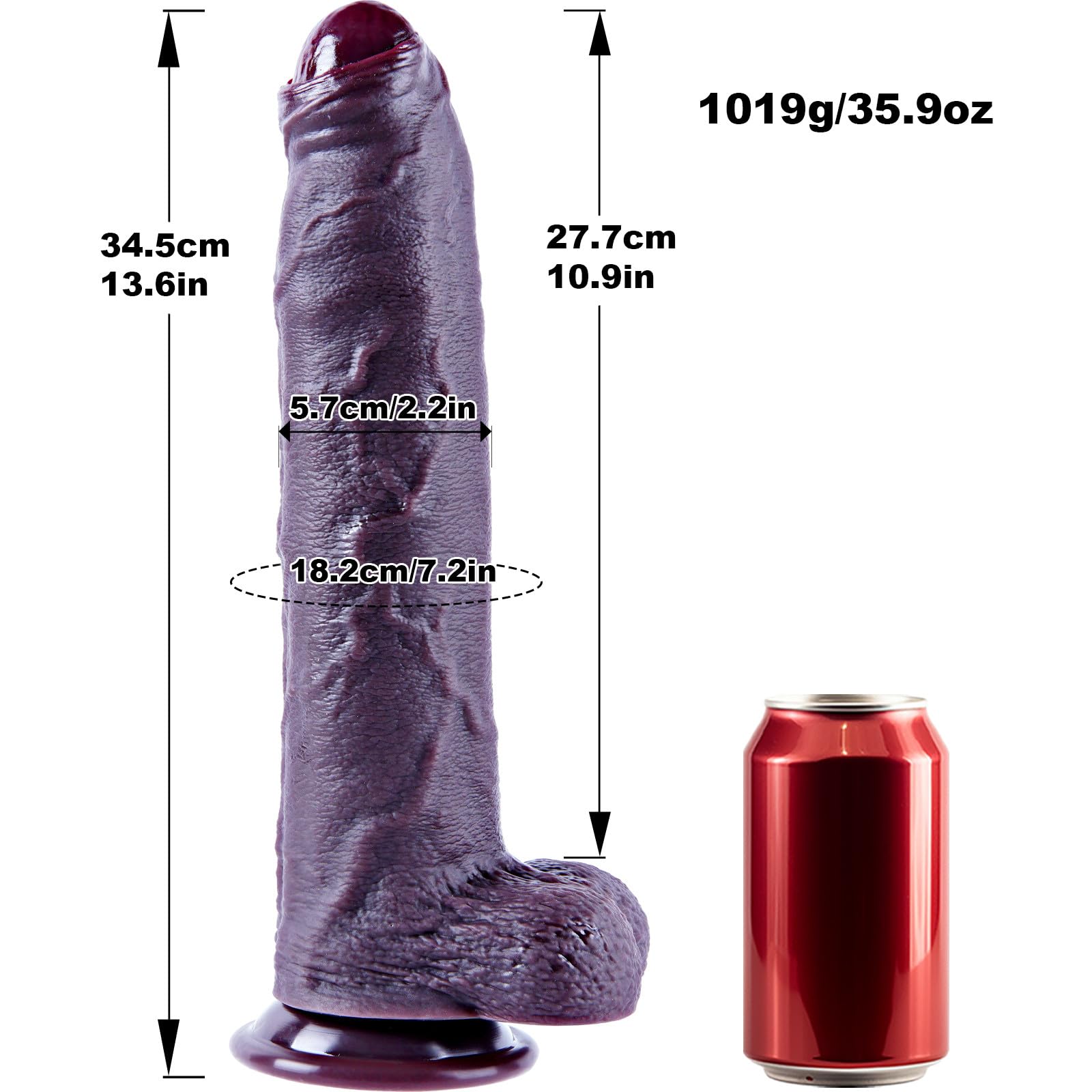34,5 cm XXL enorme dildo non circonciso, enorme dildo realistico con prepuzio, dildonero spesso in silicone con grande ventosa, dildoextra lungo, dildolargo per utenti esperti