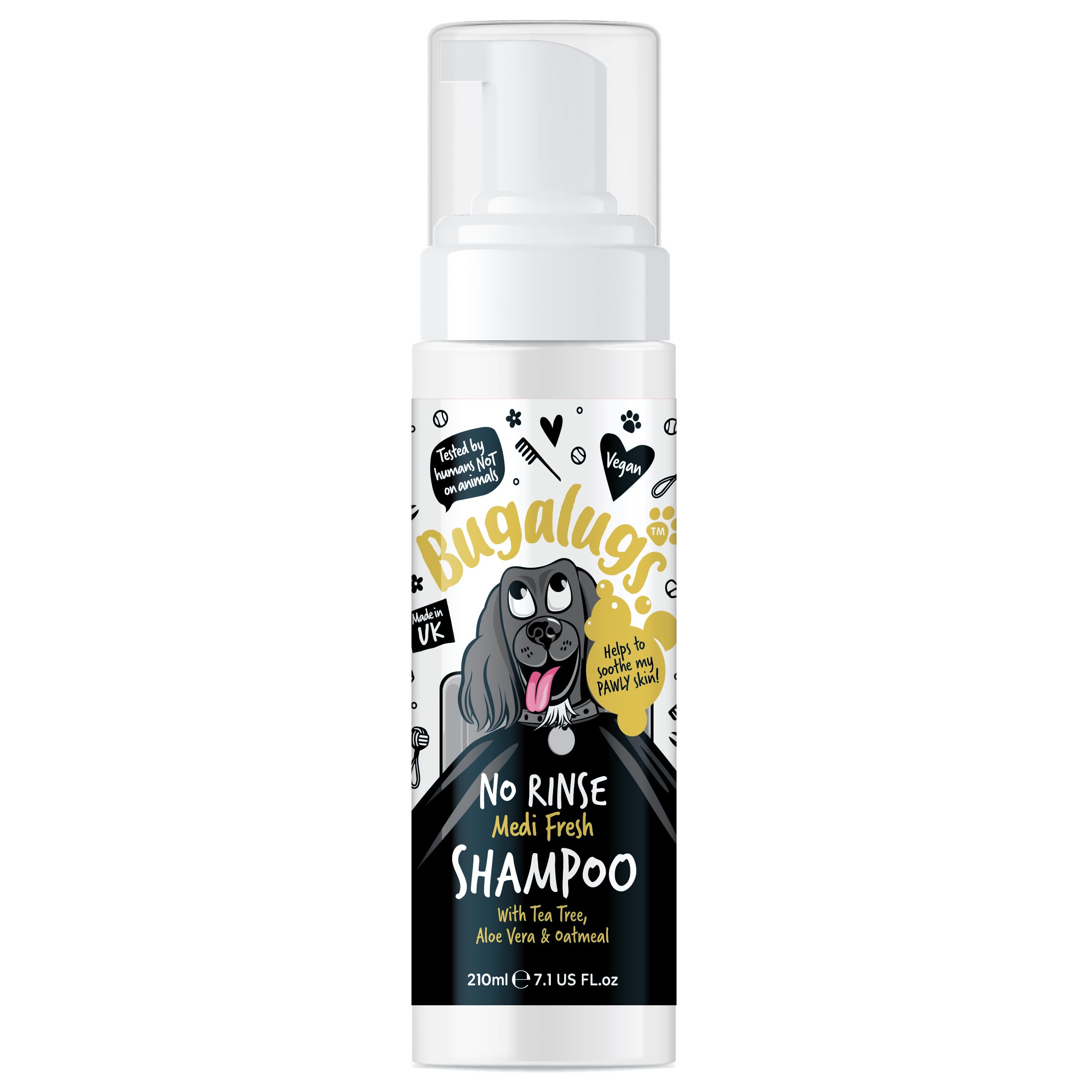 BUGALUGS Dog Shampoo for Itchy Skin Medi Fresh Natural Safe Sensitive Formula - Soothing Skin Cooling For Skin Irritation and anti itch