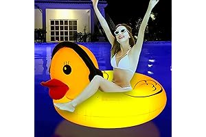 Inflatable Duck Pool Float with Colorful Lights, LED Color Changing Giant Rubber...