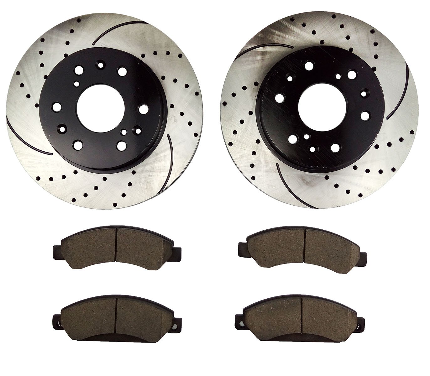 AtmanstaQPD10052 Front Brake kit with Drilled/Slotted Rotors and Ceramic Brake pads for Cadillac Escalade Chevrolet GMC