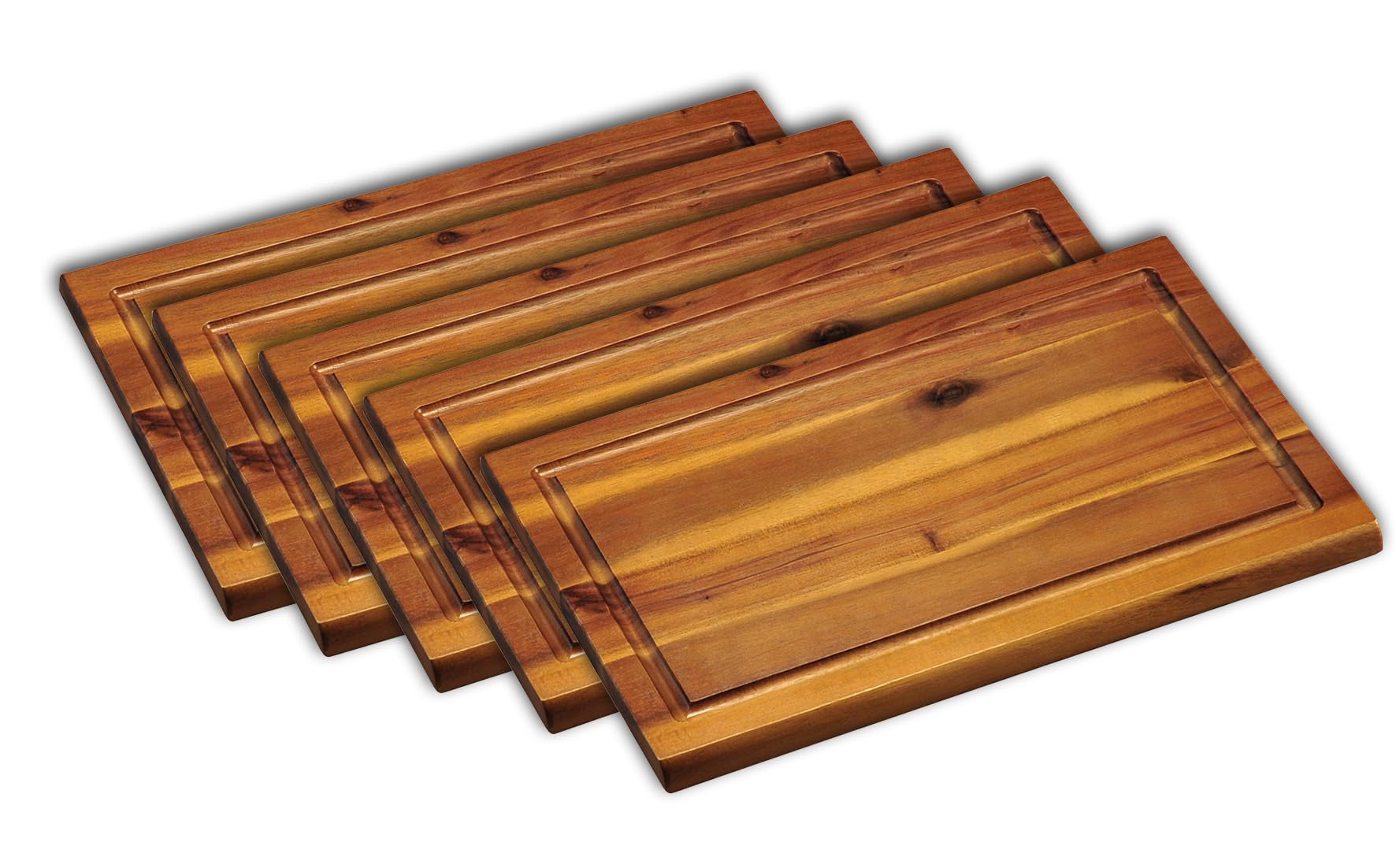 Kesper 28180 | 5 er Set Schneide- und Servierbrett aus Akazie, Akazienholz, Braun, 32 x 21 x 1.5 cm