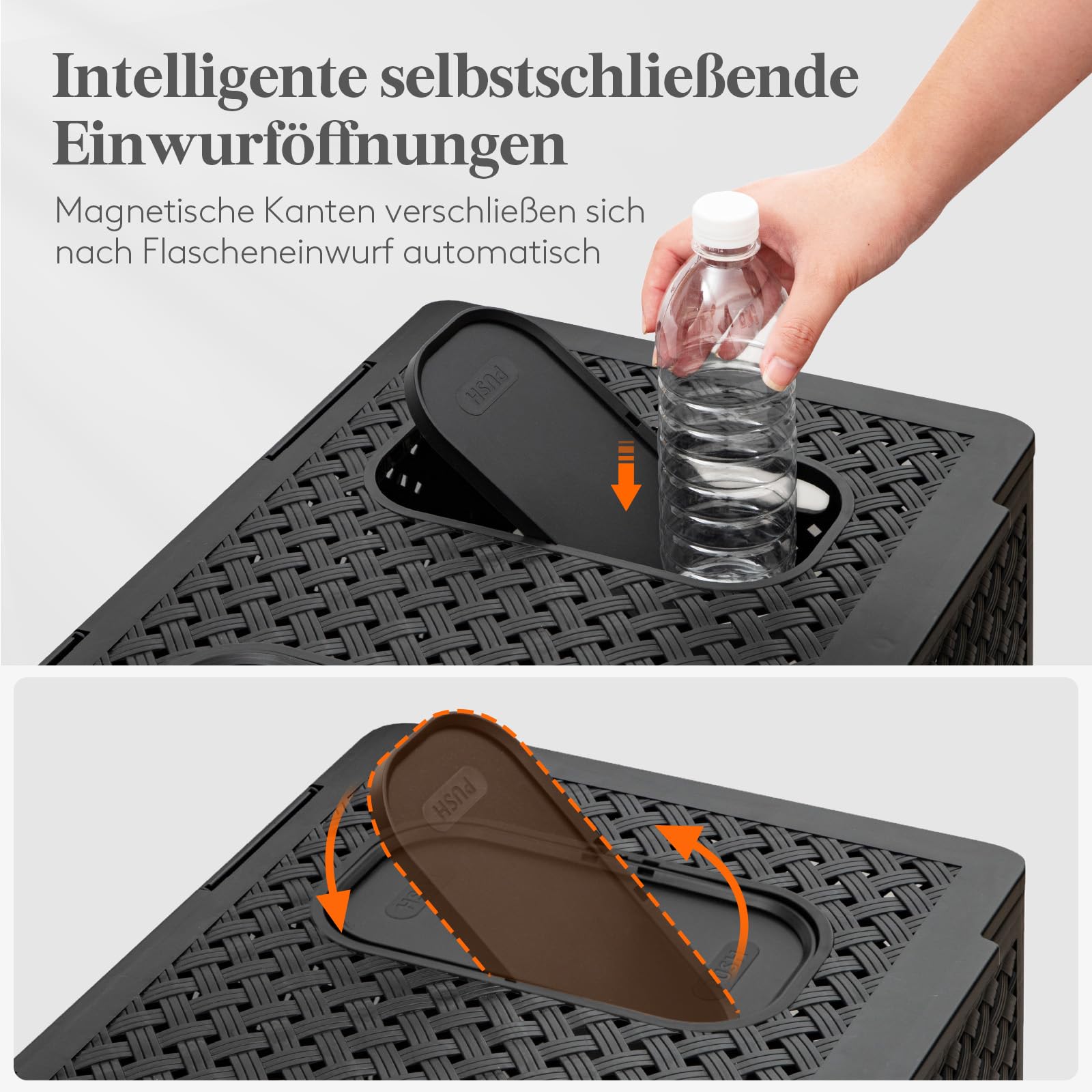 Lifewit 110L Pfandflaschen Sammelbehälter 2 Fächer mit Deckel und Flaschentasche, Flaschensammler Leergut Organizer mit Einwurf, Gro Mülleimer fur Plastikflaschen Leergutbeh Altglas, Schwarz