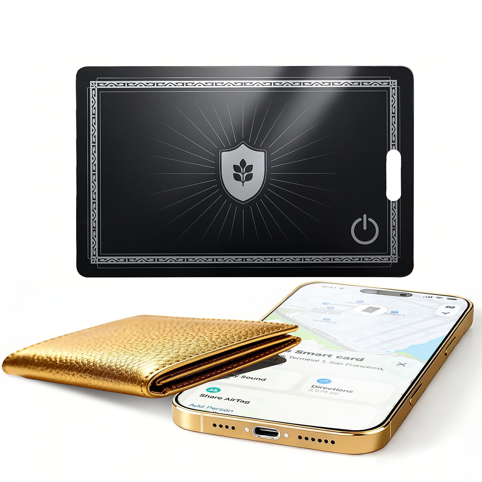 Wallet Tracker Card for Apple Find My (iOS Only) - Ultra Slim Rechargeable Bluetooth Tracker, IP68 Waterproof Smart Finder & Item Locator for Keys, Wallet, Bags, Passport, Luggage Tags（1- Pack）