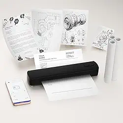 Impressora térmica portátil sem fio Blue-Tooth sem tinta: suporta tamanhos de letra/A4/A5 de 28 x 28 cm, perfeita para casa e escritório, compatível com smartphone e PC