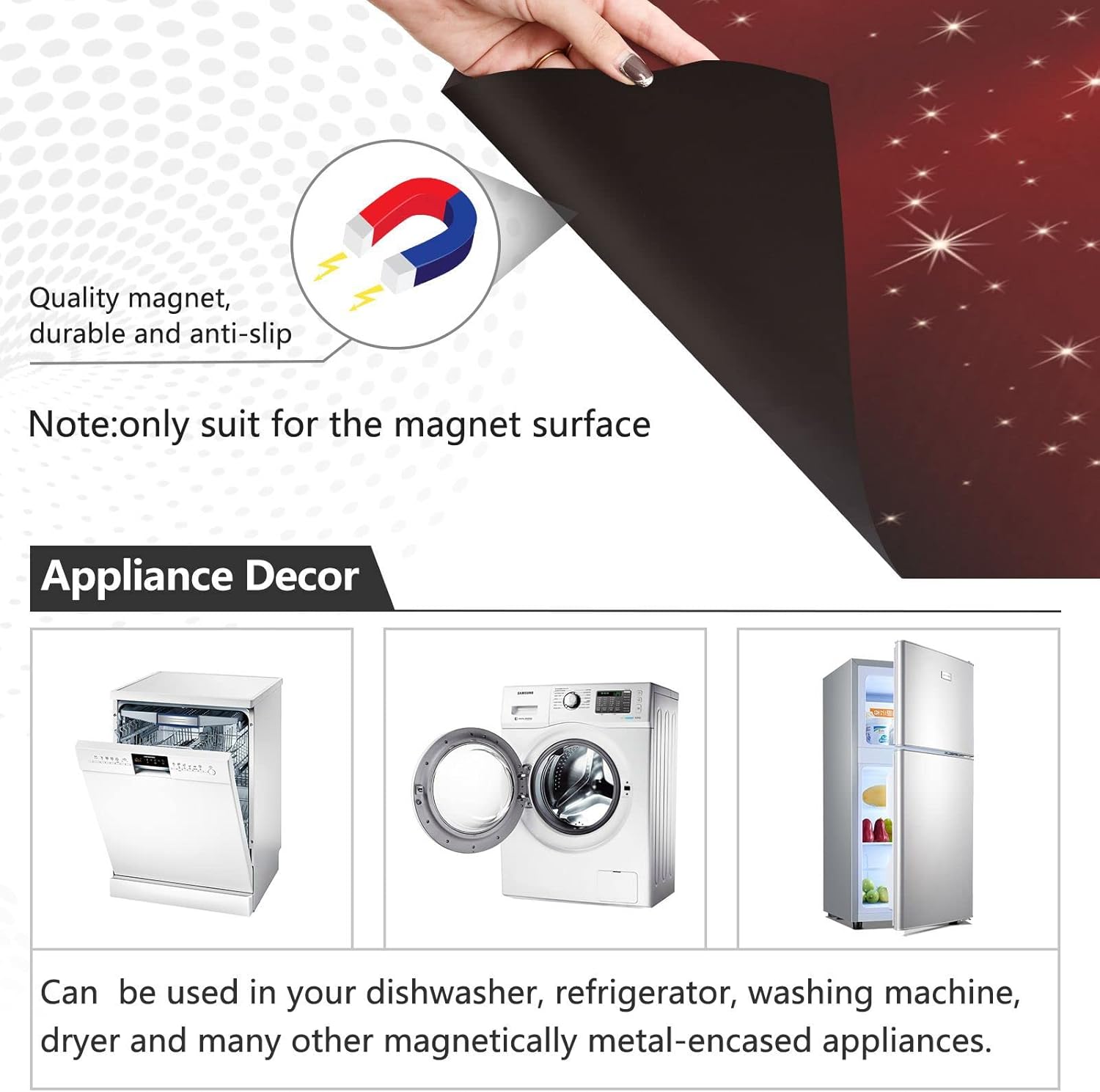 Kigai Valentine's Day Heart Dishwasher Magnet Cover, Kitchen Fridge Door Panel Magnet Sticker Appliance Wash Machine Magnet Cover 23 x 26 Inch