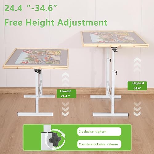 Miniatura 4 de Mesa de rompecabezas con cajones, con patas y cubierta, 10001500 piezas, mesas de rompecabezas ajustables para adultos, plegable, portátil, mesa de