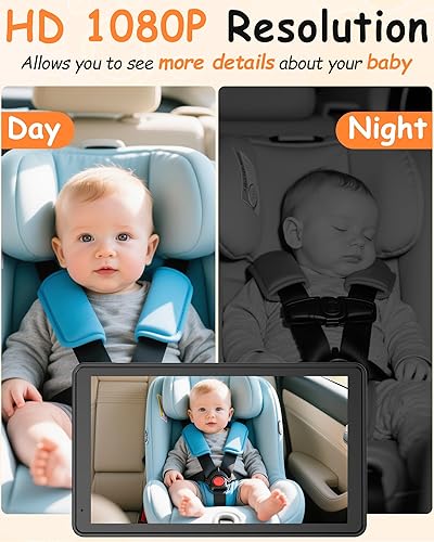 Miniatura 3 de Rohent -F25 - Cámara de coche para bebé con monitor de 7 pulgadas 1080P HD con visión nocturna, rotación de 360, gran angular, USB, Plug & Play,