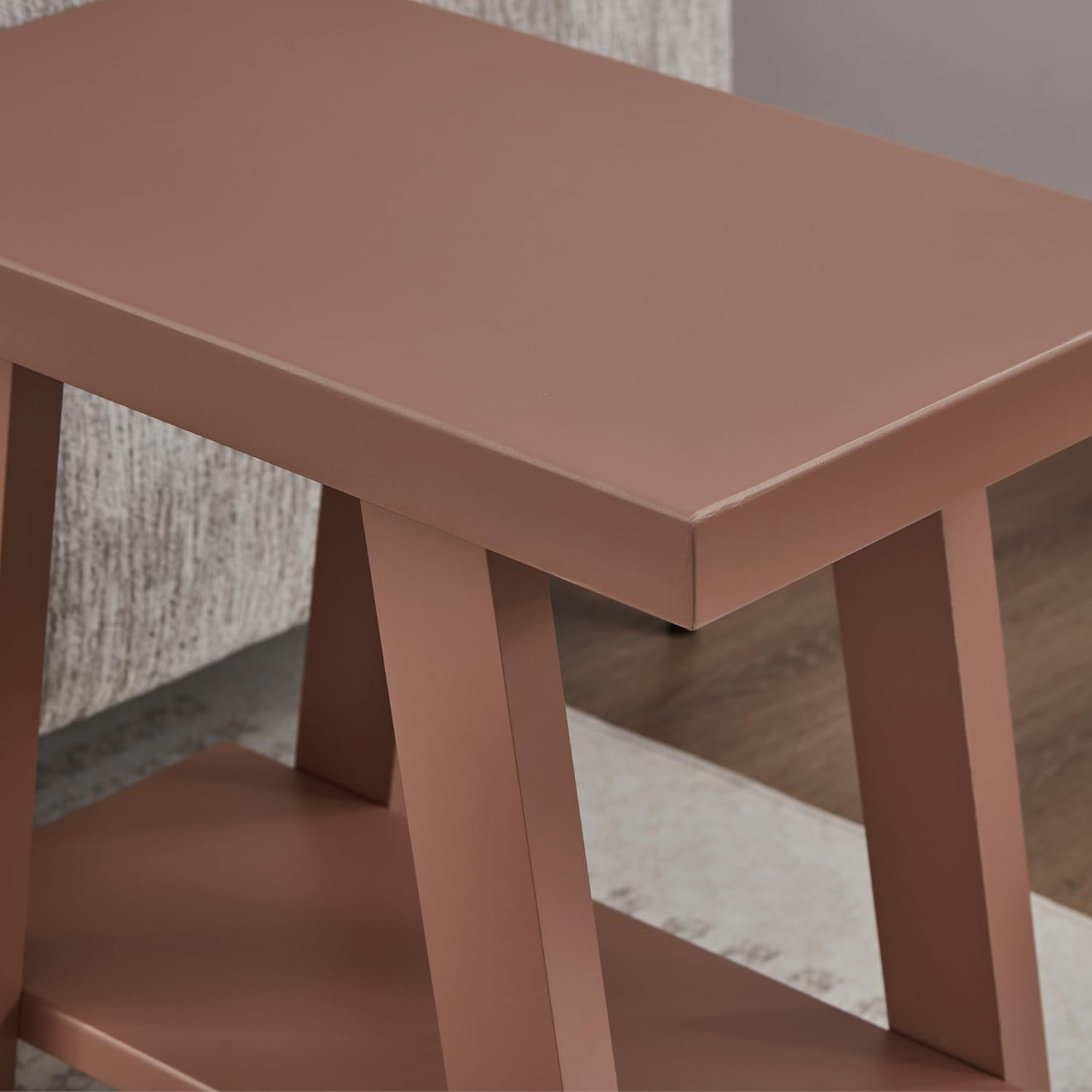 Roundhill Furniture Athens Contemporary Wood Shelf Side Table in Red