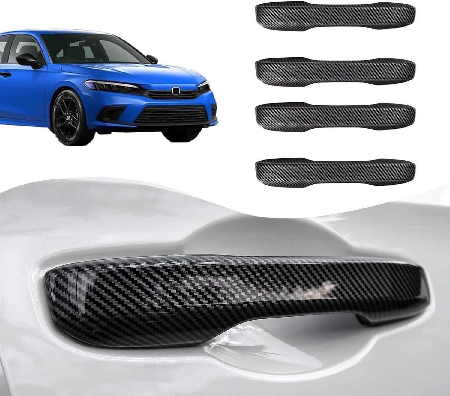 Car Exterior Door Handle Cover Trim for 11th Honda Civic 2022 2023 2024 2025 for Accord CR-V HR-V 2023 2024 2025 (Glossy Black)