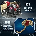 HIGH GODO Alien Mech Xenomorph Warrior Building Sets for Adult, Horror Action Figure Toy with Base,Gifts for Teens Aged 14+, Perfect for Birthdays Christmases Halloweens, 882 Pieces
