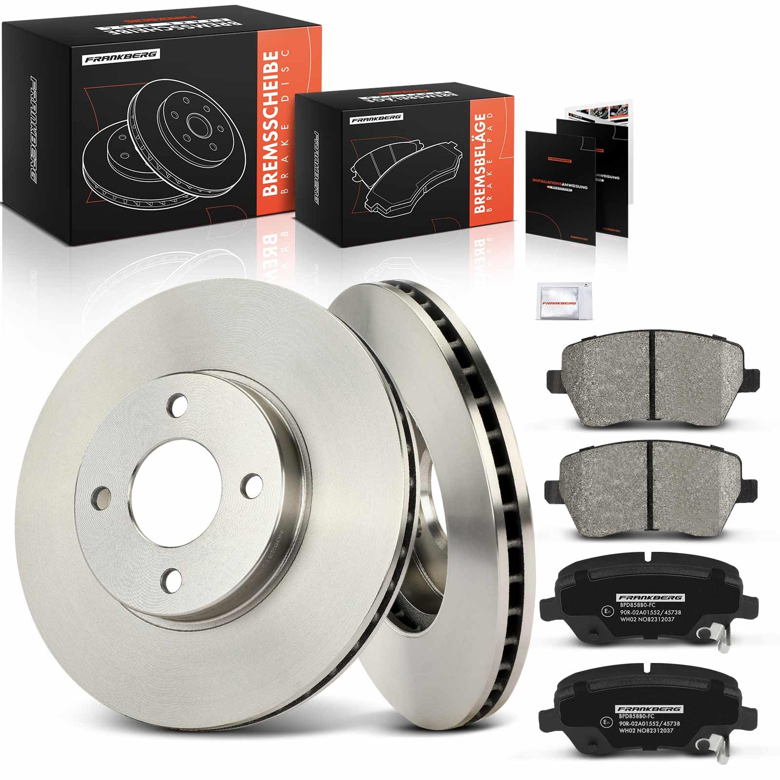 Frankberg Set freni incl. 2x Dischi Freno + 4x Pastiglie dei Freni Anteriore Compatibile con Micra IV K13K K13KK Note E12 Replace# D10601HA7B