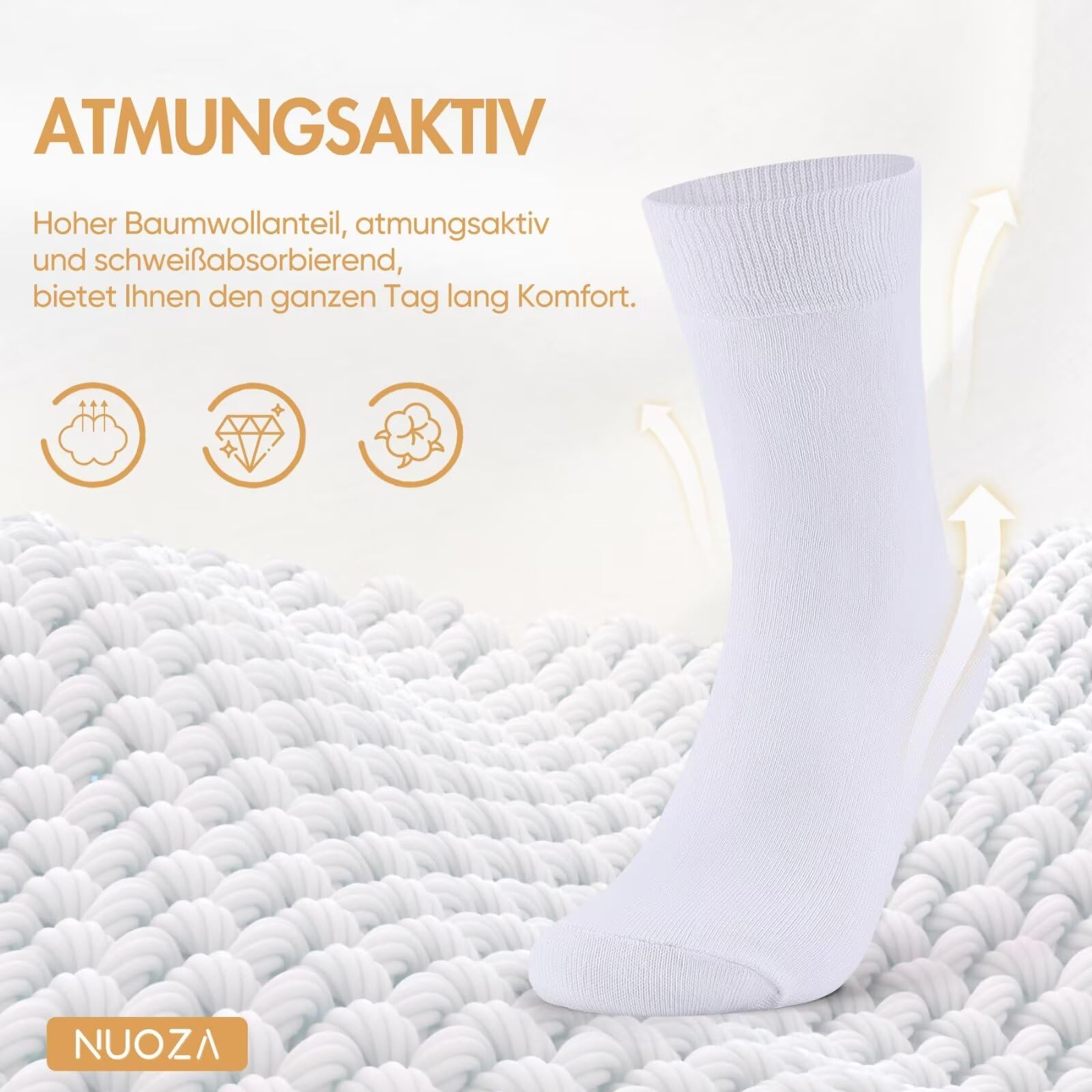 NUOZA 12 Paia Calzini Uomo Cotone Lunghe Sportivi Business Classiche Calze Trekking Donna Traspiranti Tennis Elastiche
