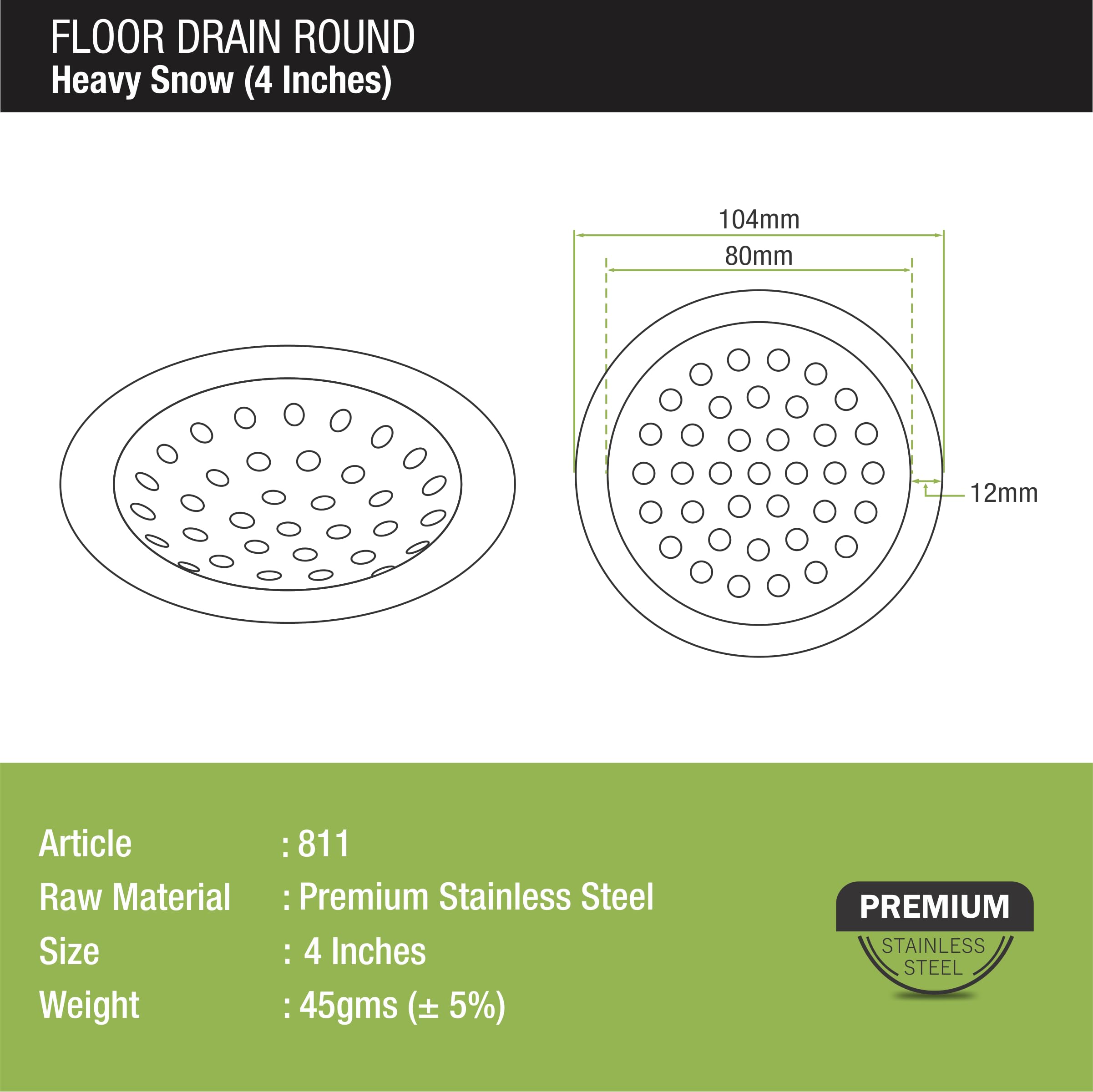 LIPKA 4 Inches Heavy Snow Round Floor Drains | Pack of 4 | Premium Stainless Steel Floor Drain | Floor Drain for Bathroom | Silver — Amazon image 2