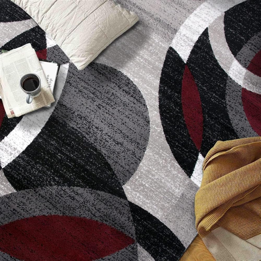Contemporary Abstract Circles Perfect for high Traffic Areas of Your Living Room Bedroom Home Office Kitchen Area Rug 5'3" x 7'3,Style 1,1 PC