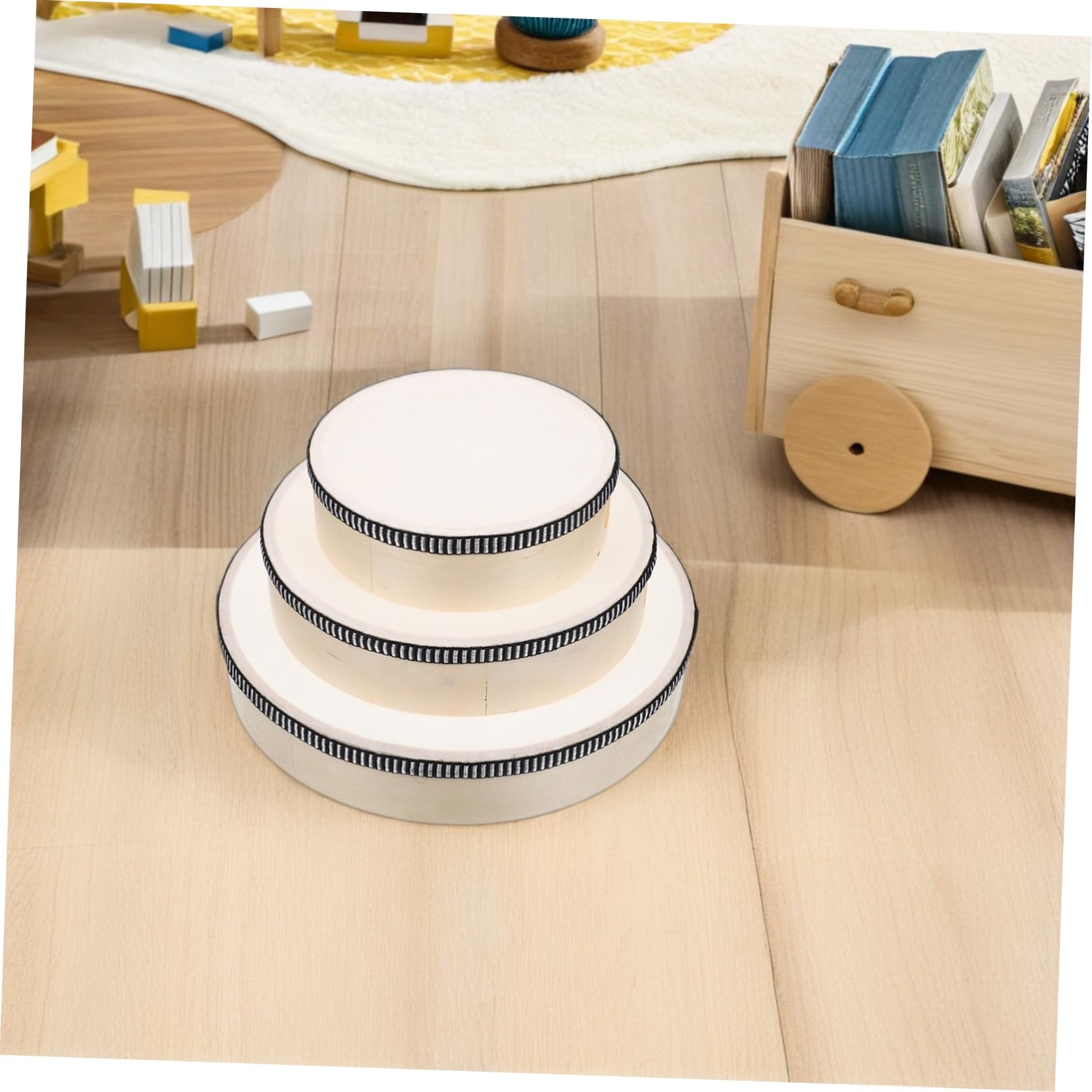Toddmomy 6stücke Holzrahmentrommel Handtrommel Kinderinstrumente mit Schlägeln für Musik Früherziehung Tamburine Percussion Orff Holztrommelset für Partys
