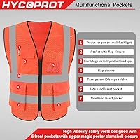 Vista 34 de HYCOPROT High Visibility Mesh Safety Reflective Vest with Pockets and Zipper, Meets ANSI/ISEA Standards