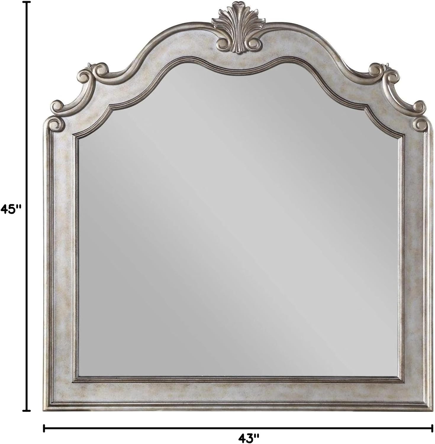 Acme Esteban Wooden Mirror with Arched Top in Silver