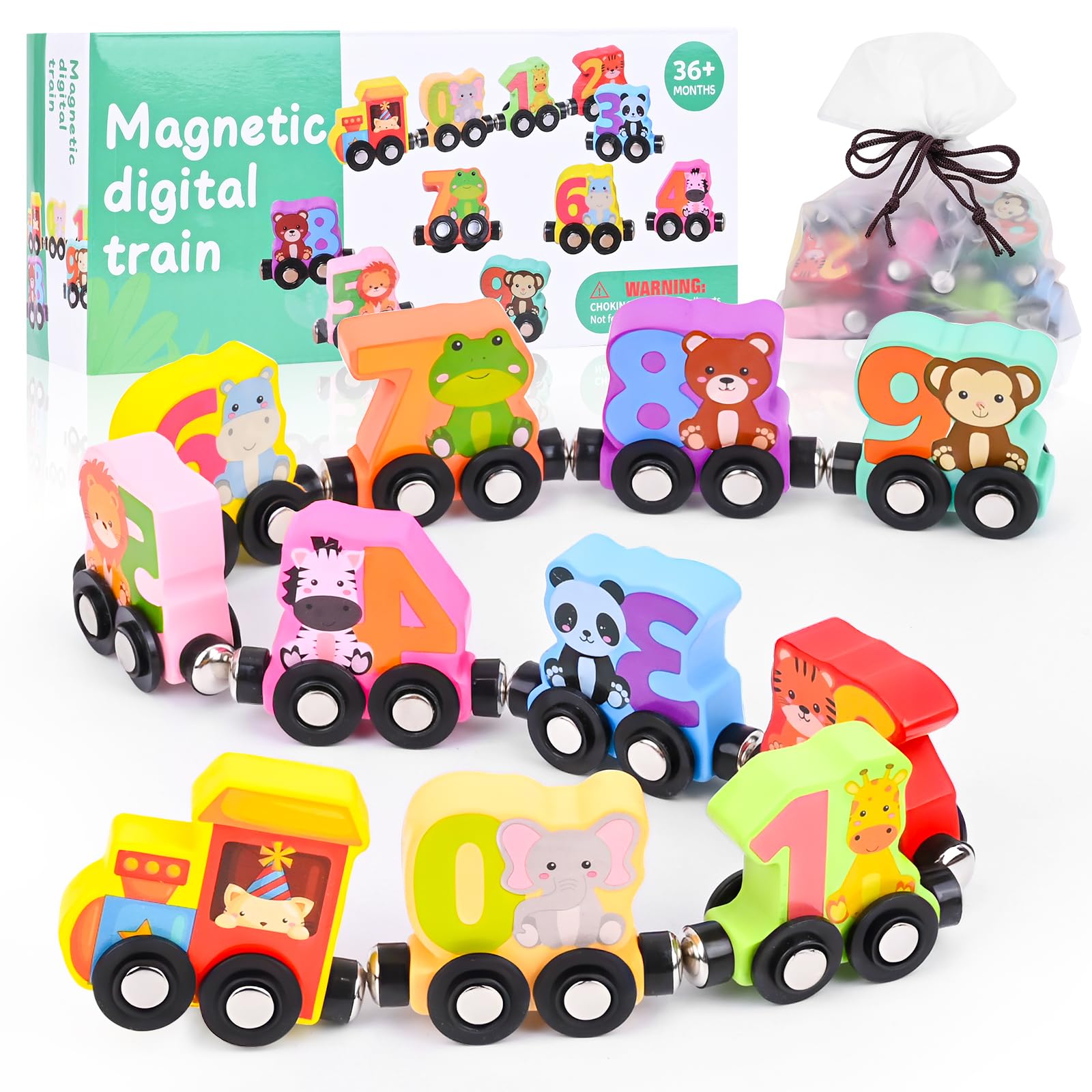 Tren de Madera Magnético Montessori con Animales y Números – Juguetes Educativos Madera 1 2 Años – Tren Juguete para Niños y Niñas – Juegos Montessori 2 Años – Regalos Niños 1 2 3 Años Cumpleaños