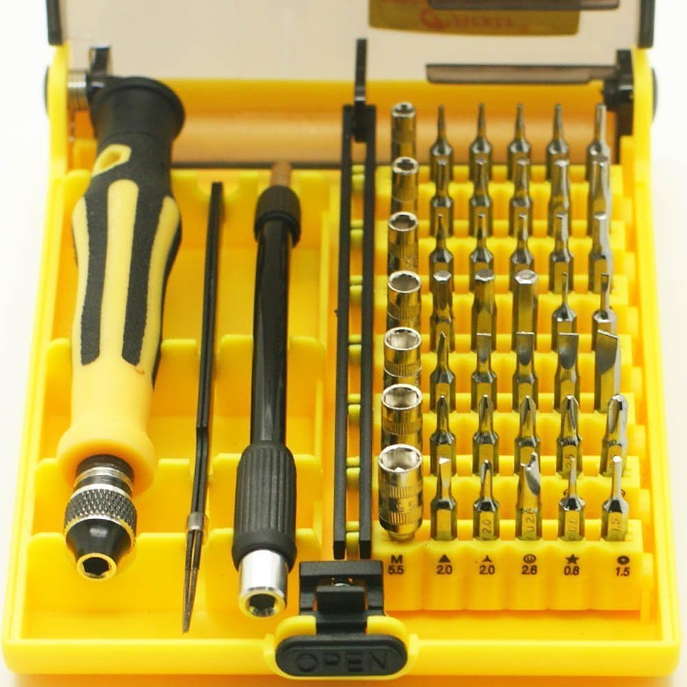JACKLY 45 in 1 Professional Portable Opening Tool Compact Precision Screwdriver Kit Set with Tweezer & 130 mm Extension Shaft for Precise Repair or Maintenance (6089 B)