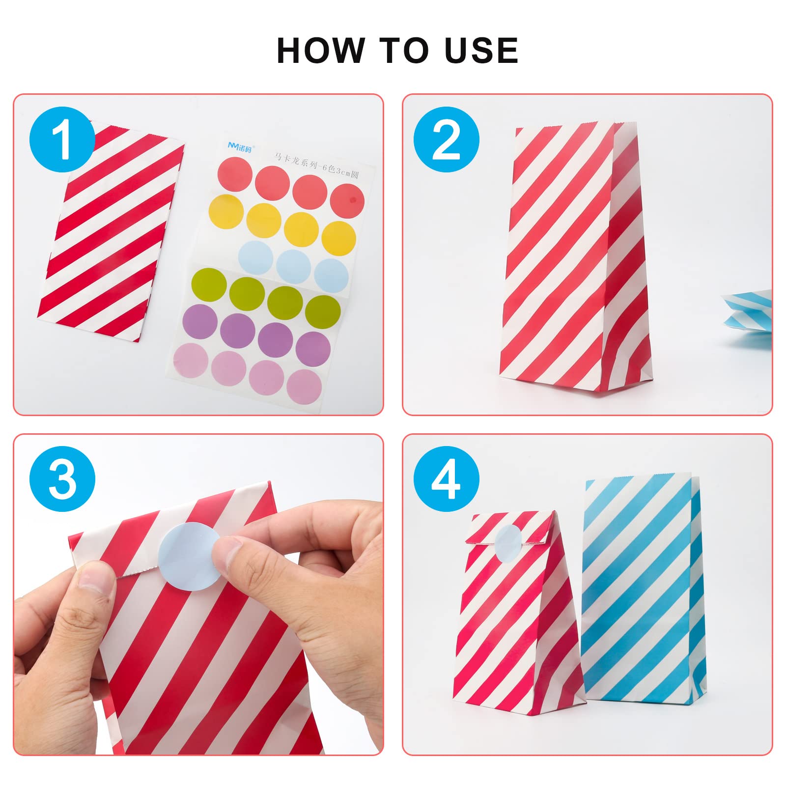 Lot De 36 Sacs De Fête En Papier De 6 Couleurs Avec Poignées