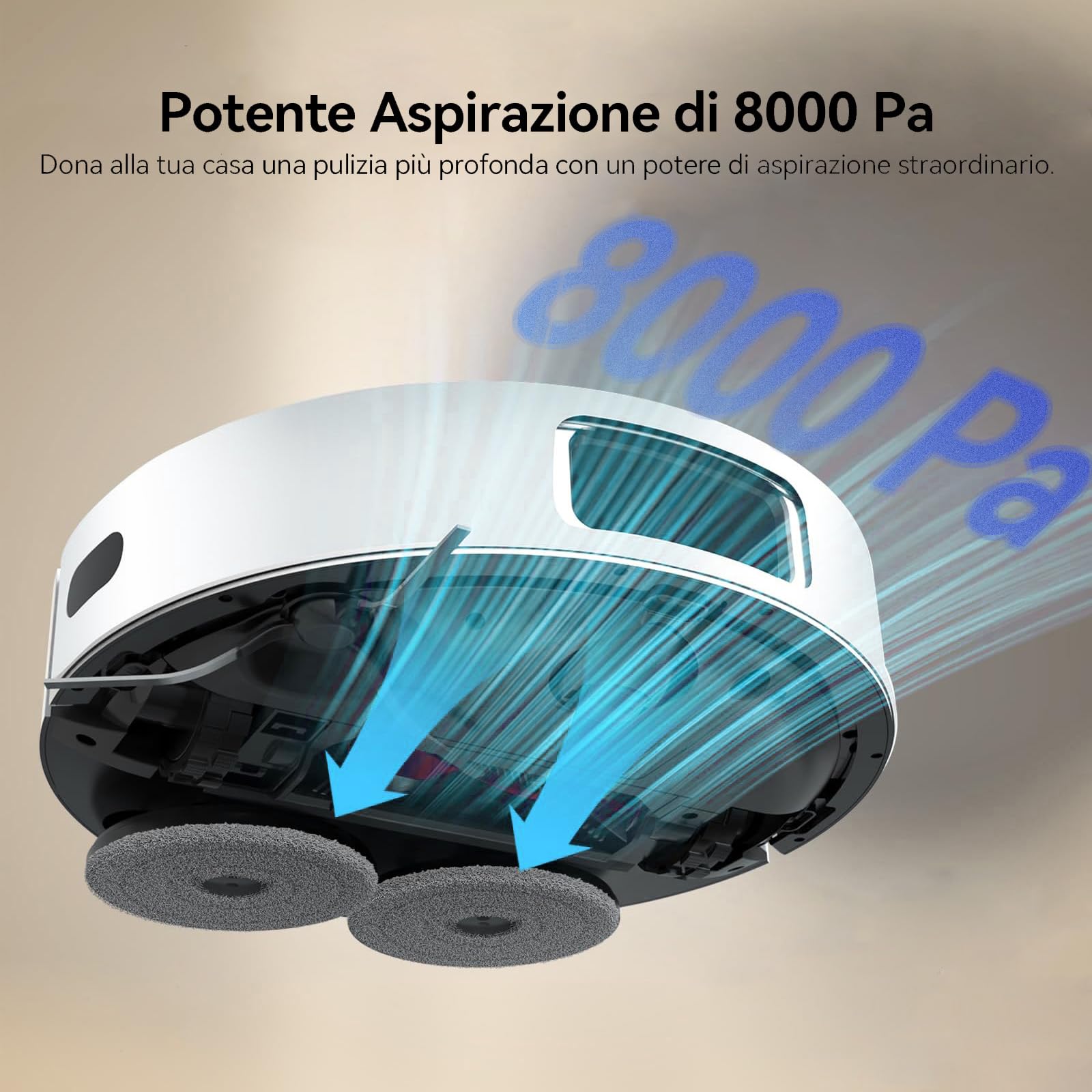 JONR T5 Pro Robot Aspirapolvere Lavapavimenti con Mop Estendibile, Potenza di Aspirazione 8000Pa, Lavaggio e Asciugatura Automatica del Mop, Navigazione AI con LiDAR