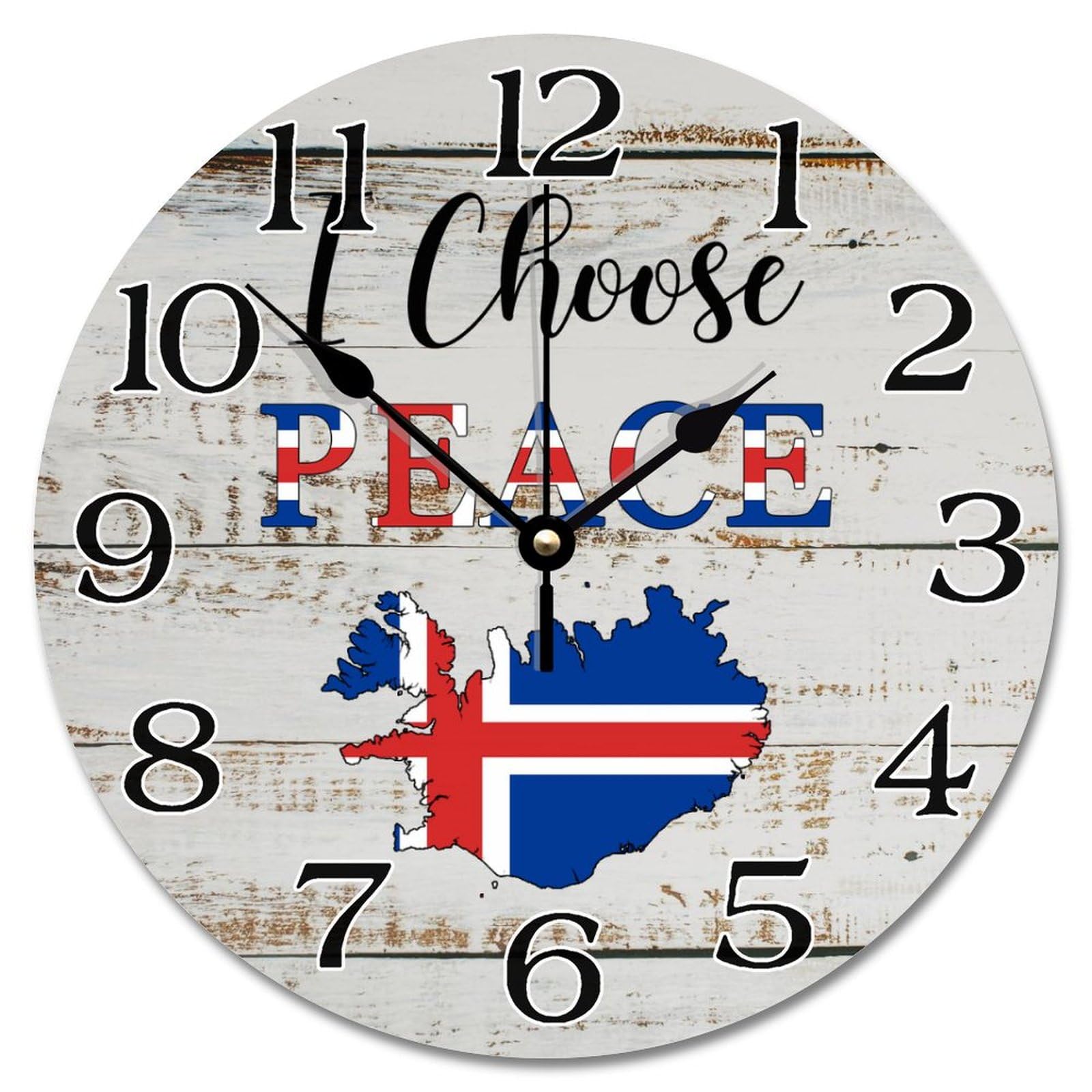 Horloge murale Islande de 25,4 cm style ferme vintage et silencieuse pour salon