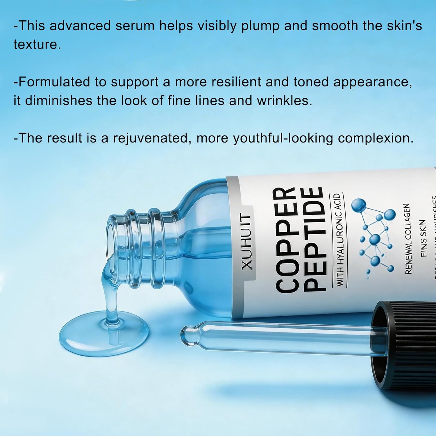 Copper Peptide Serum for Face with GHK-Cu & Hyaluronic Acid | Lightweight Facial Serum for Skin Firmness & Hydration | Vegan, Non-GMO, 2-Bottle Pack (2)