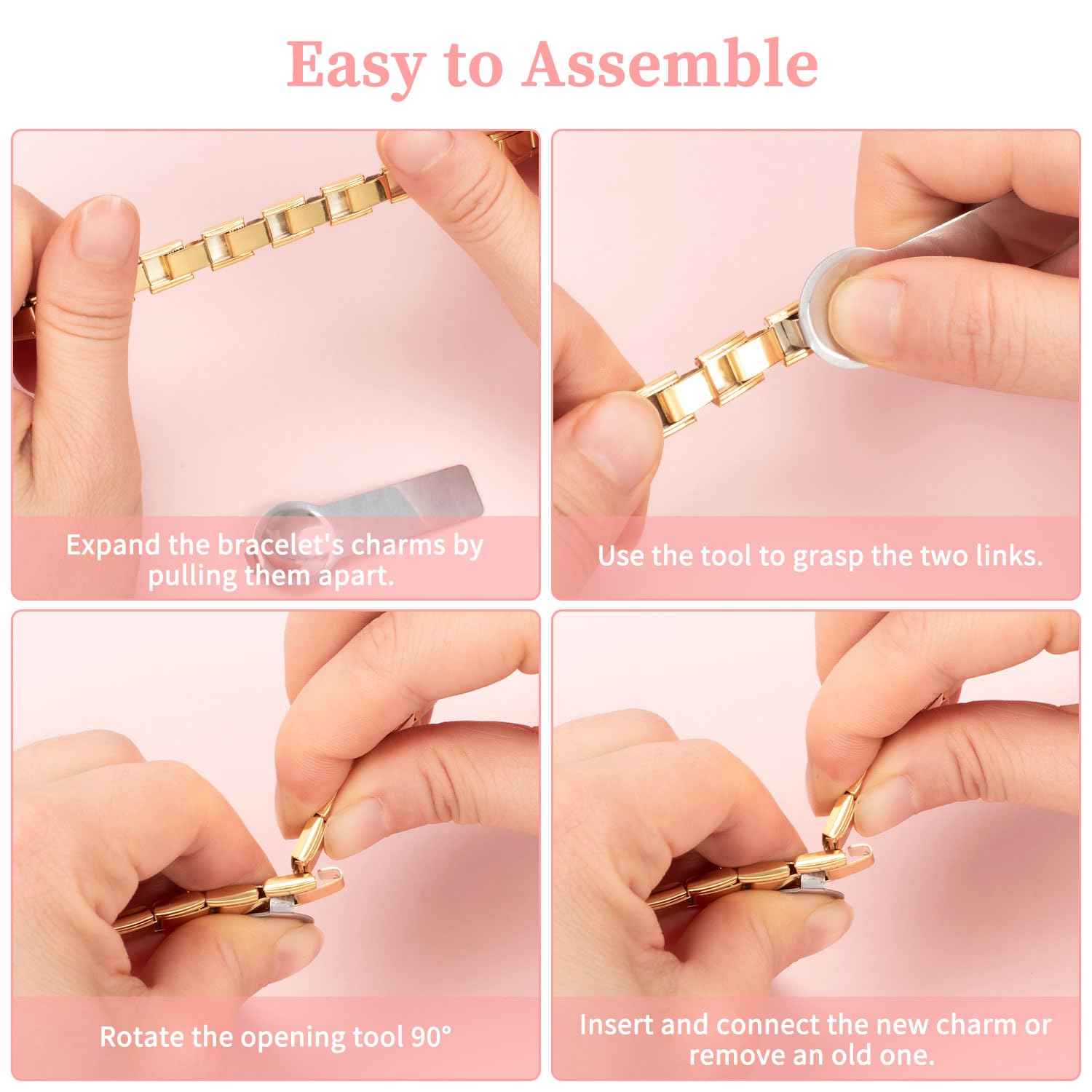 Kunoli Italienisches Charm-Armband 18 DIY Abnehmbare Module Edelstahl für 9mm Armbänder Damen