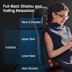 RENPHO Cou & Massage du dos avec la chaleur pour la chaise, Cadeaux de jour des mères, Dos Shiatsu fauteuil de massage enrouleur avec la hauteur réglable, Coussin de massage du dos pour les épaules de cou