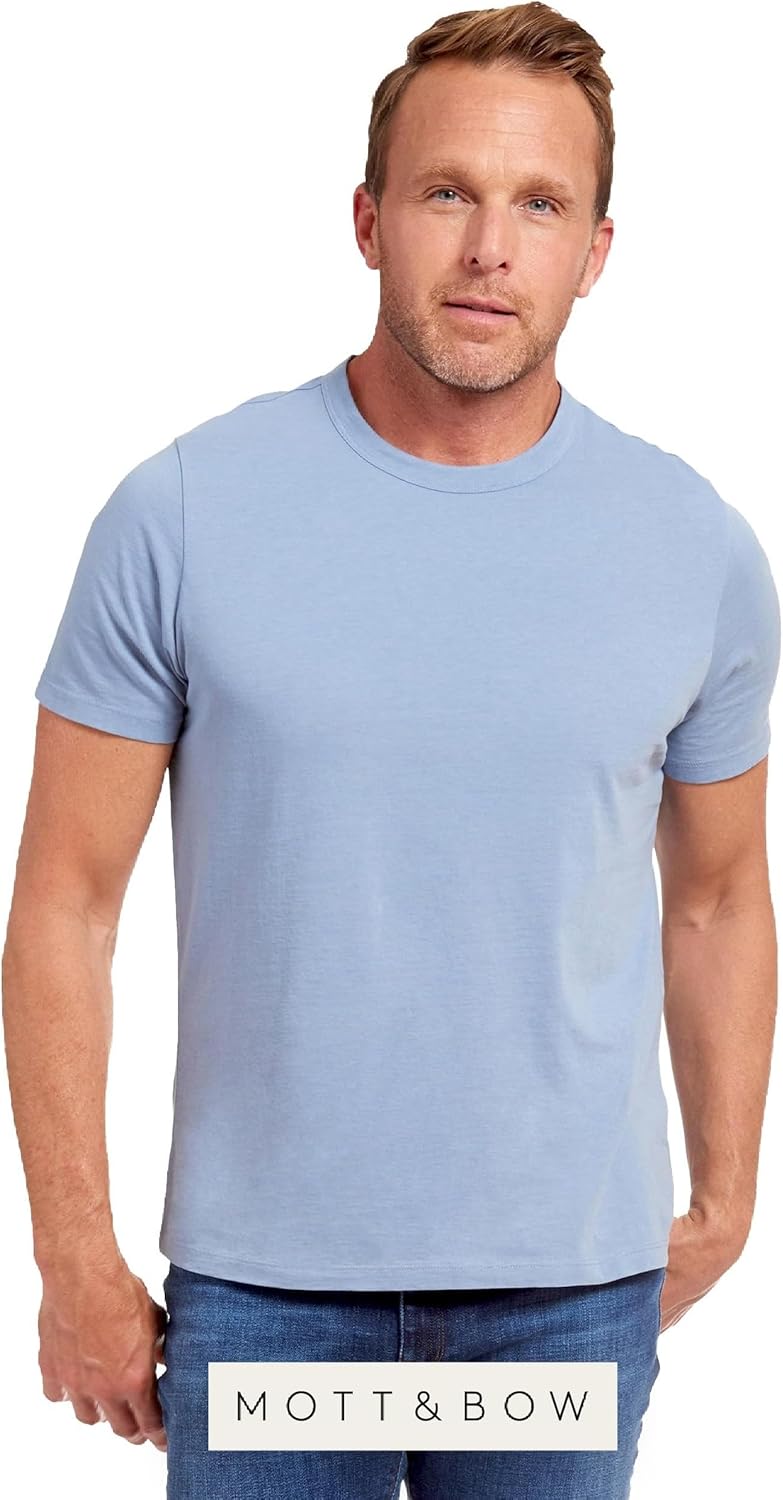 Mott & Bow Men’s Driggs Classic Crew Neck Pack of 3 T-Shirt – 100% Combed Cotton, Everyday Fit, Durable & Pre-Shrunk