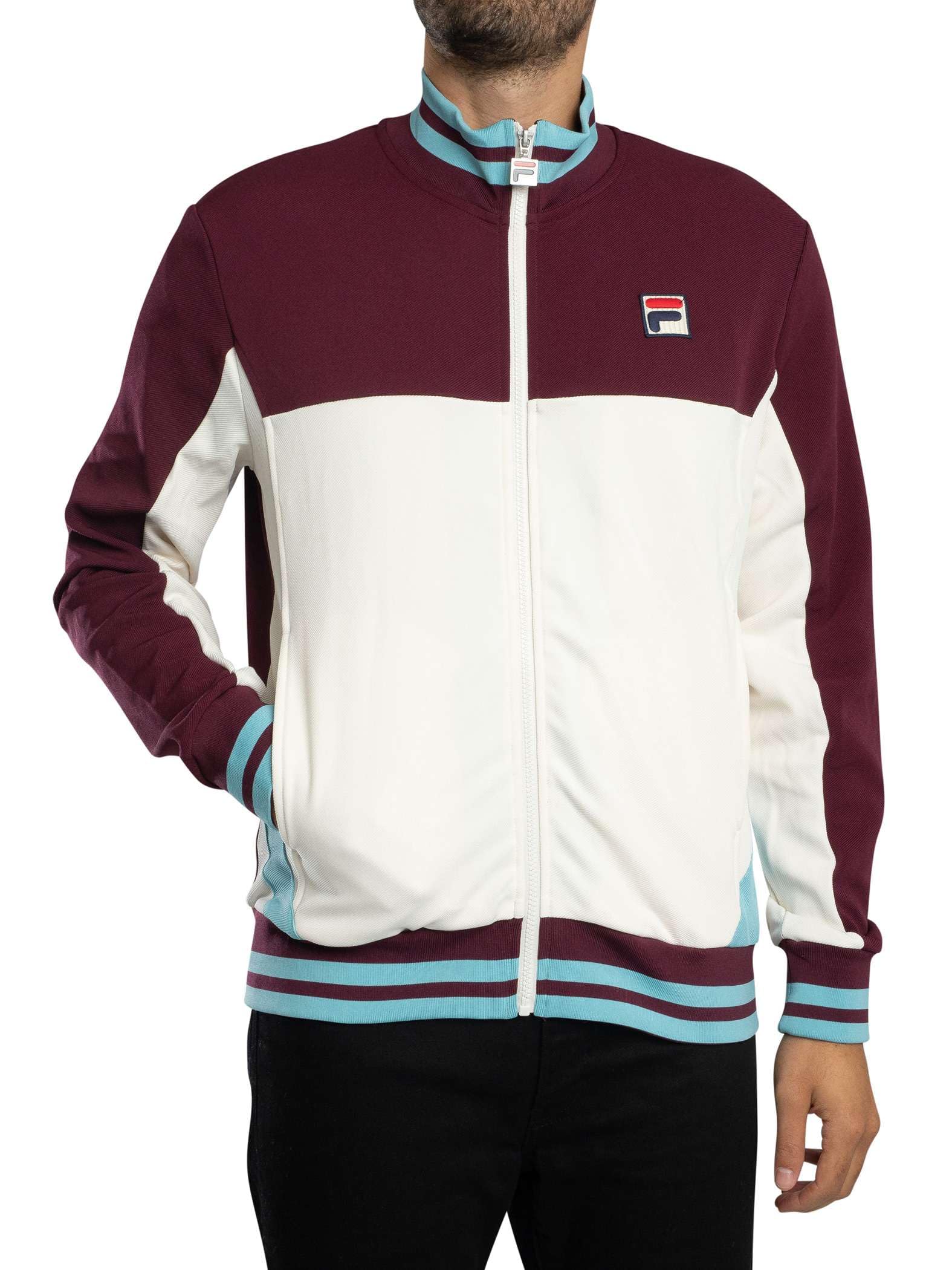 Fila Men's Fig/Gardenia/Milky Blue Tiebreaker Funnel Neck Track Jacket, M