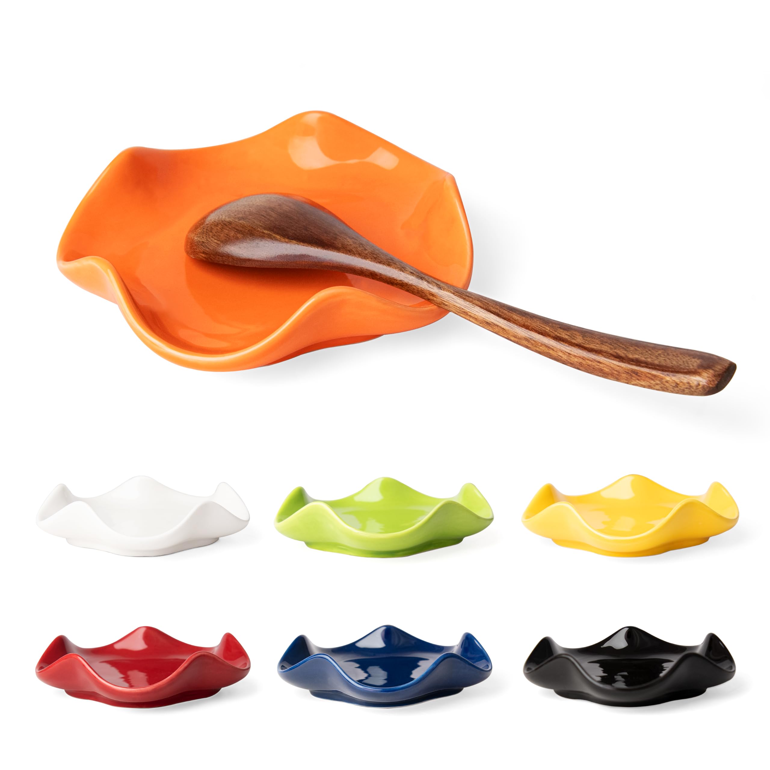 Spoon Rest for Stove Top, 5.3 Inch Ceramic Spoon Holder for Kitchen Counter