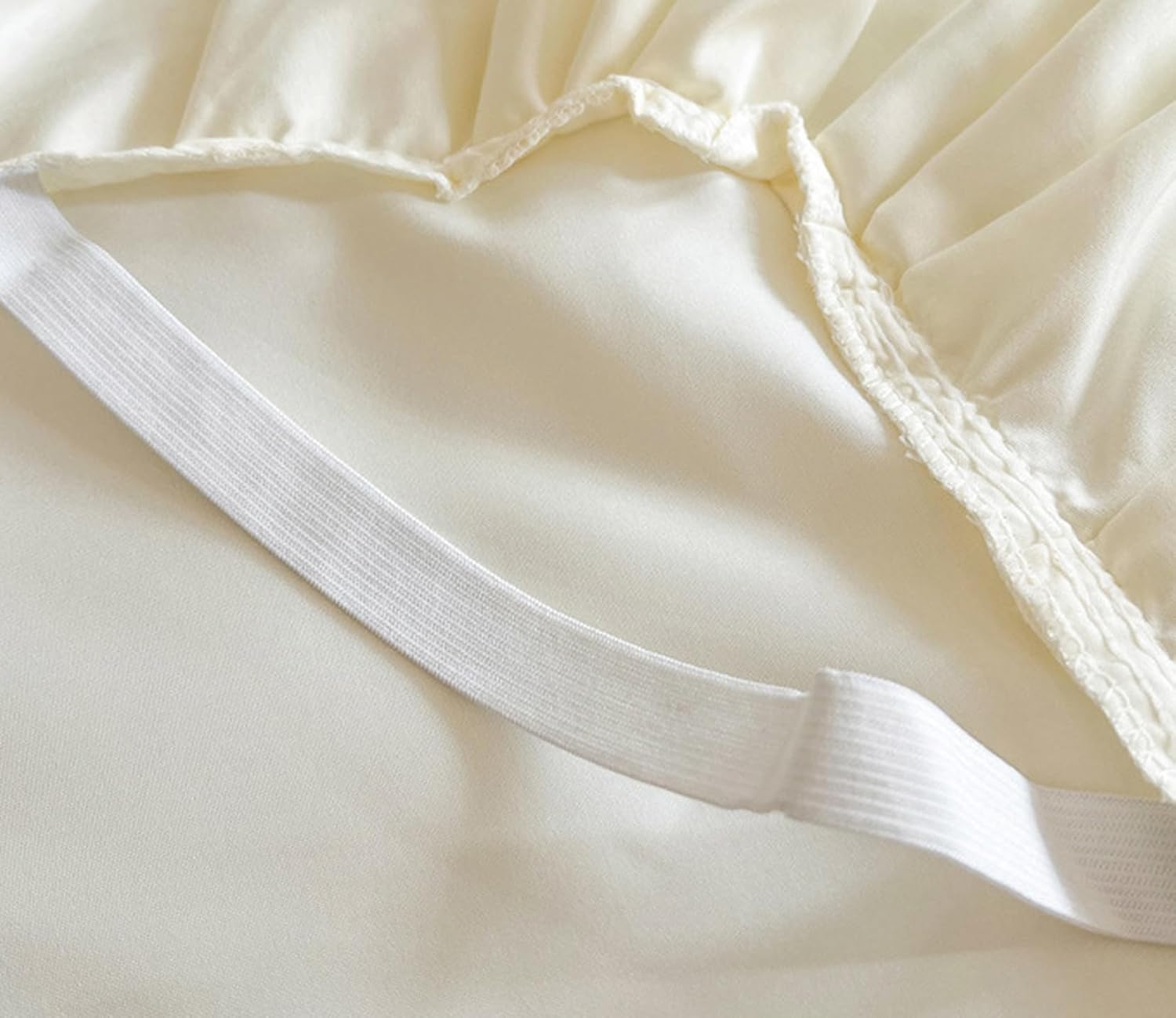 Romantic Ruffled Bedskirt with Sheet,Dust Ruffle Bed Skirt with Two Lace Layers,17.7" Drop