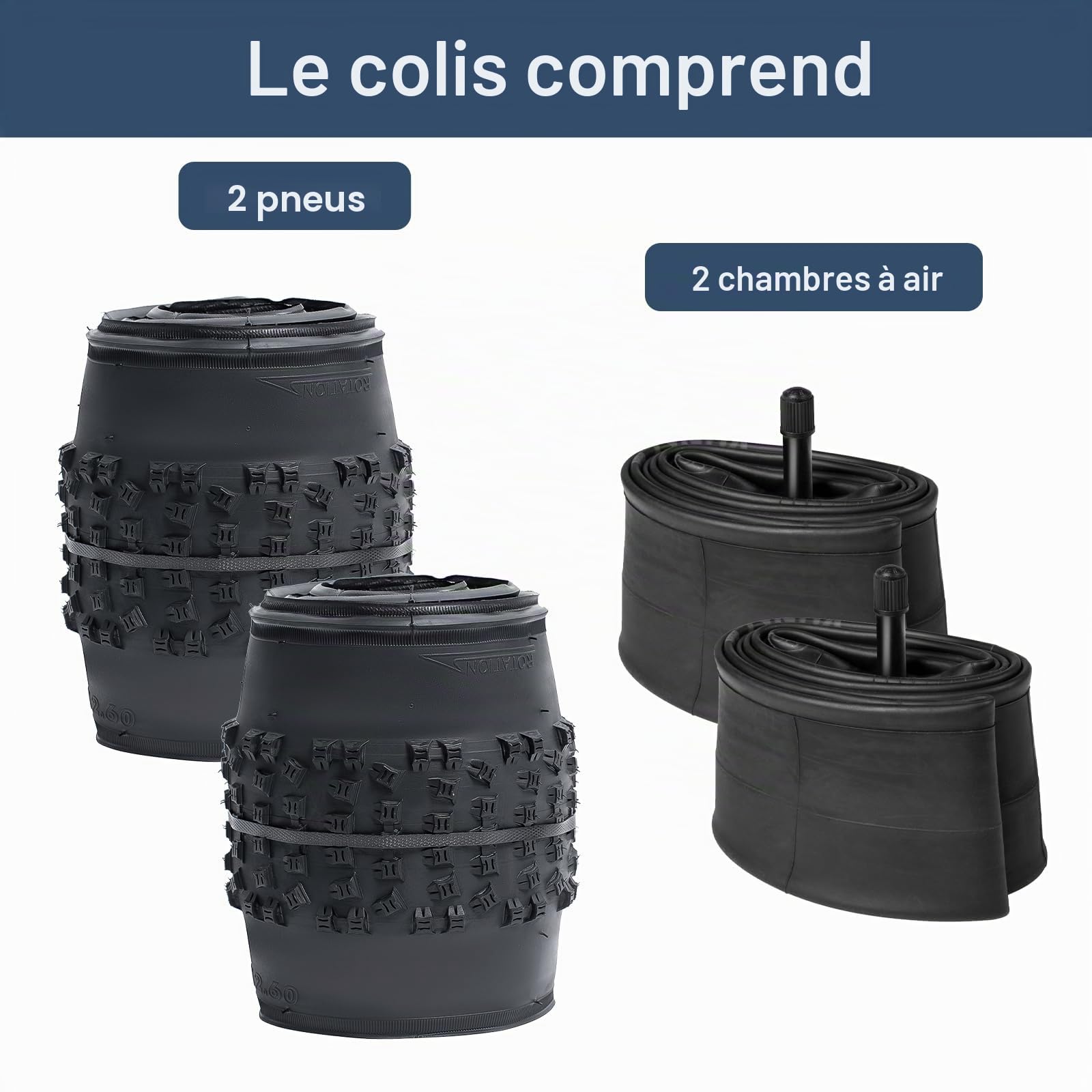 YUNSCM 20 Pouces Montagne Vélo pneus 20x2.60/66-406 and 20 Pouces Vélo Chambre à air Schrader Valve Compatible with Off Route Vélo 20x2.5 20x2.6 20x2.70 Bike pneus and Chambre à air (Y-915)