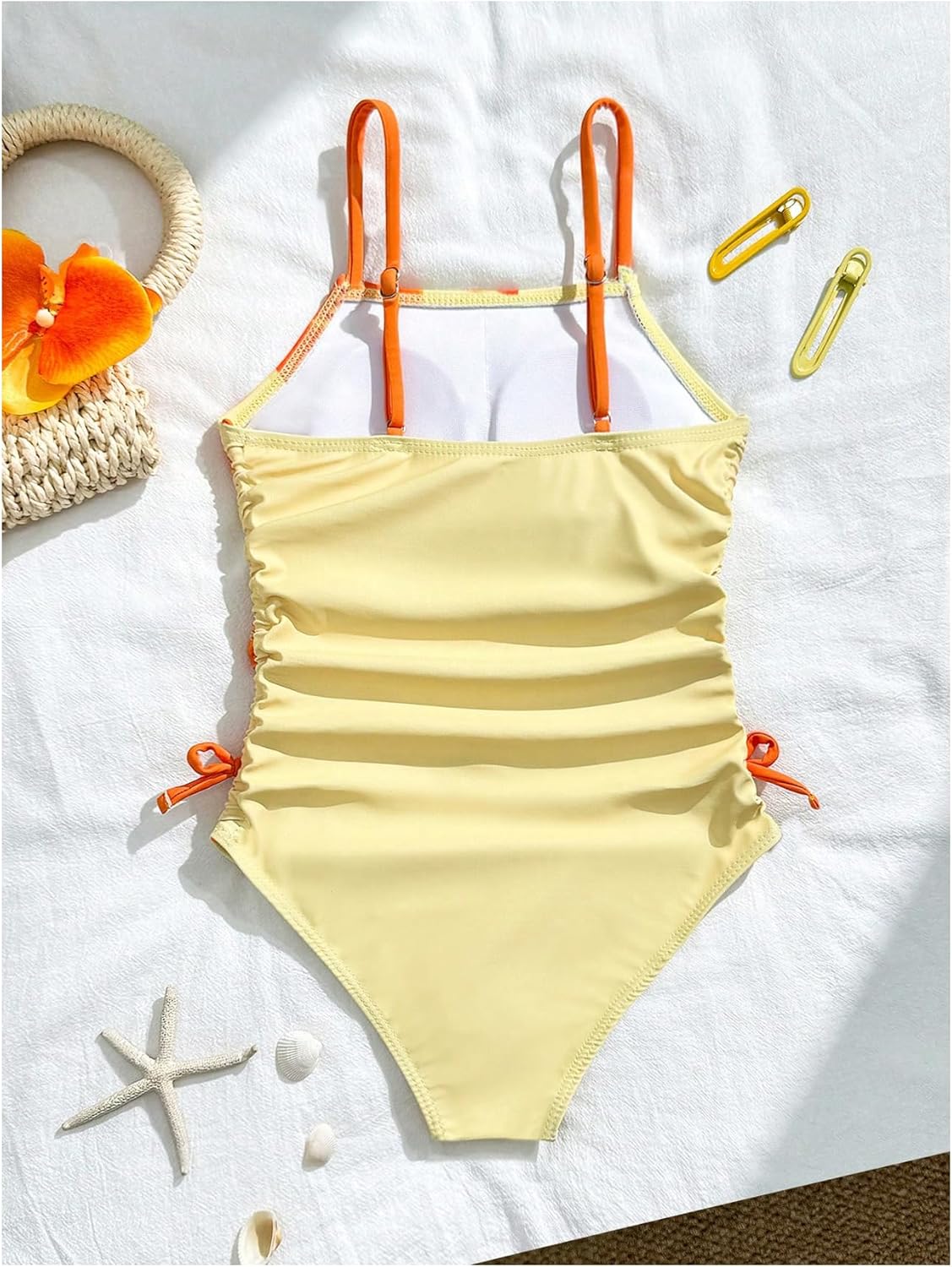 Floerns Girl's One Piece Swimsuit Flower Bow Side Ruched Beach Vacation Bathing Suit - Image 2