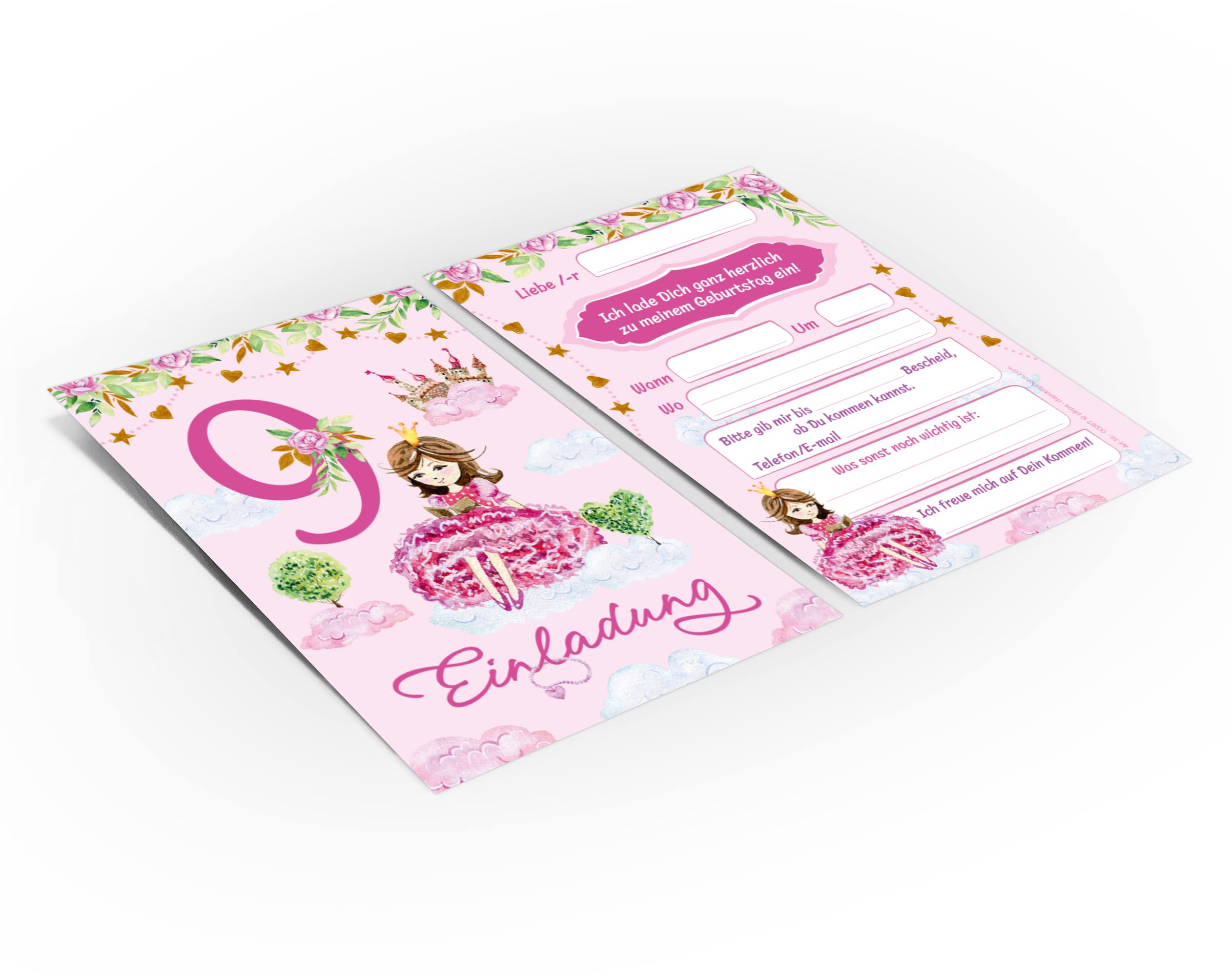 12 Biglietti Di Invito Per 9° Compleanno Bambina – Tema Lama, Con Campi Prestampati Da Compilare, Stampati In Germania, 10,5x14,8 Cm - 5