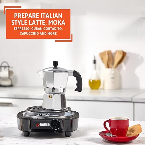 Miniatura 48 de IMUSA USA B120-41V - Cafetera de aluminio para estufa de café expreso, 1 taza, color plateado Plateado,Aluminio,color fantasía