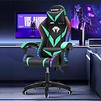 Cadeira Gamer RGB Python Fly com Iluminação Decorativa, Encosto Reclinável, Design Ergonômico para Escritório e Jogos (Verde)
