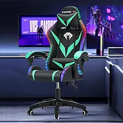 Cadeira Gamer RGB Python Fly com Iluminação Decorativa, Encosto Reclinável, Design Ergonômico para Escritório e Jogos (Verde)