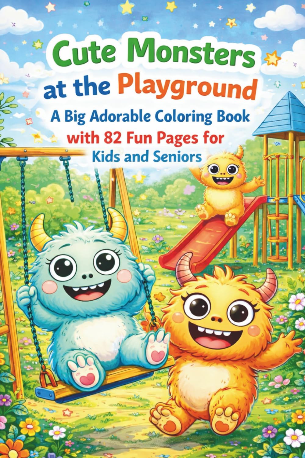 Cute Monsters at the Playground – A Big Adorable Coloring Book with 82 Fun Pages for Kids and Seniors: Sweet and friendly monster coloring book, 167 ... – Relaxing and creative fun for all ages