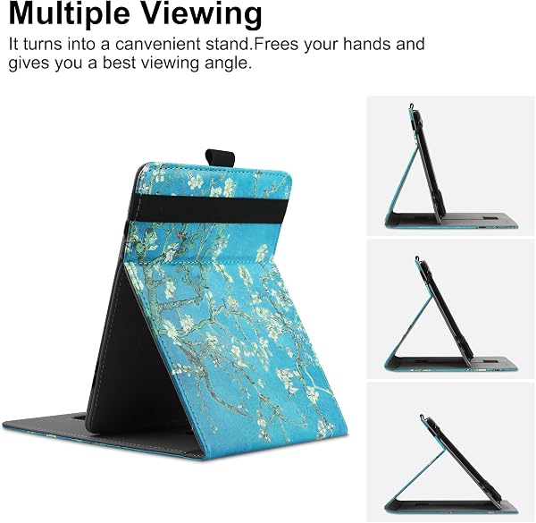 VOVIPO Custodia universale per 6 "6.8" 7"Kindle Paperwhite/colorsoft eReaders,Stand Cover con cinturino compatibile con Kindle/Kobo/Tolino/Pocketbook/Sony 6-6.8-7 pollici ebook readers-Apricot Flower - 2