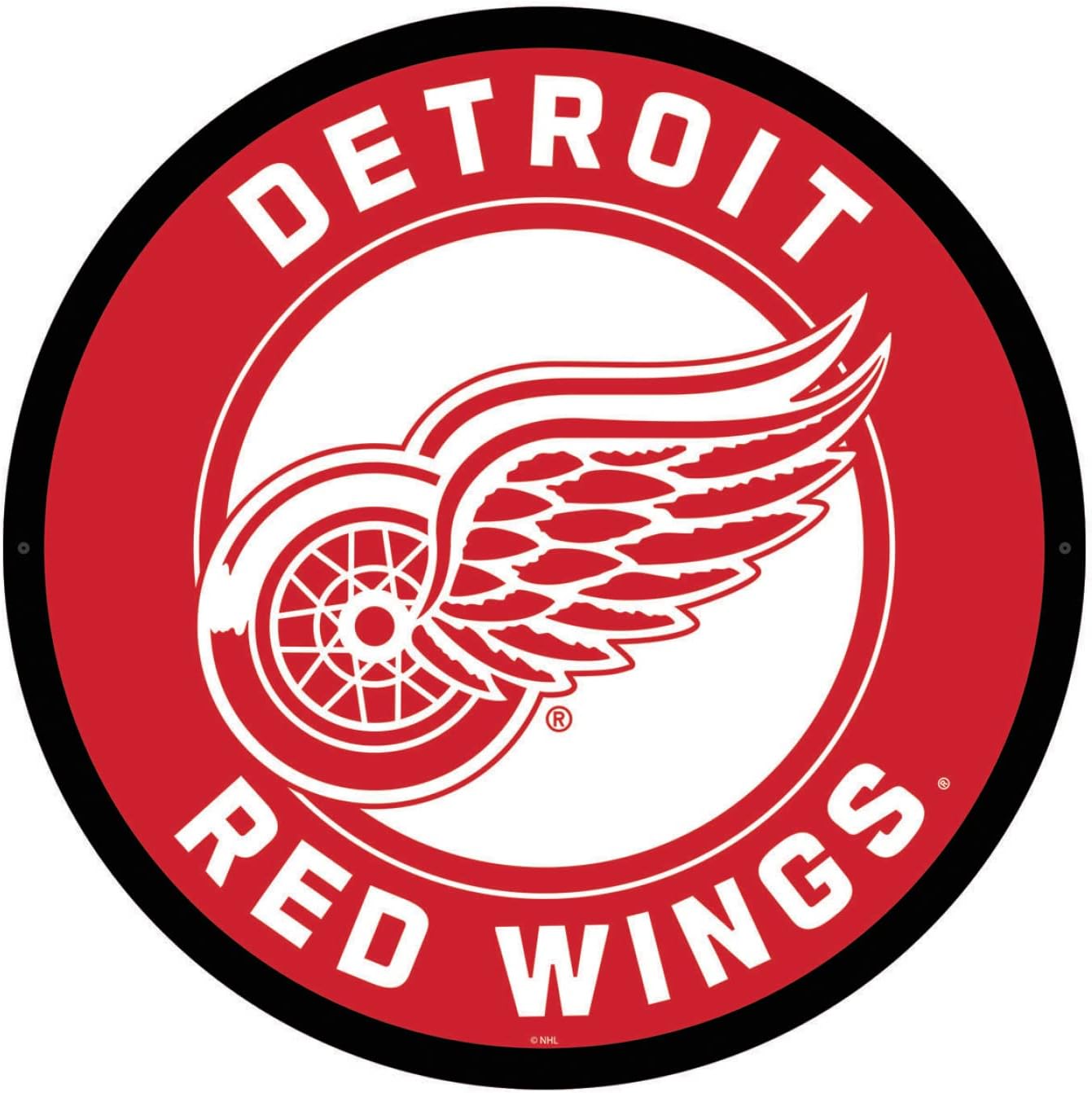 Team Sports America Evergreen NHL Detroit Red Wings | Ultra-Thin LED Light Wall Sign Decor | 23 Inch Round | Made in the USA