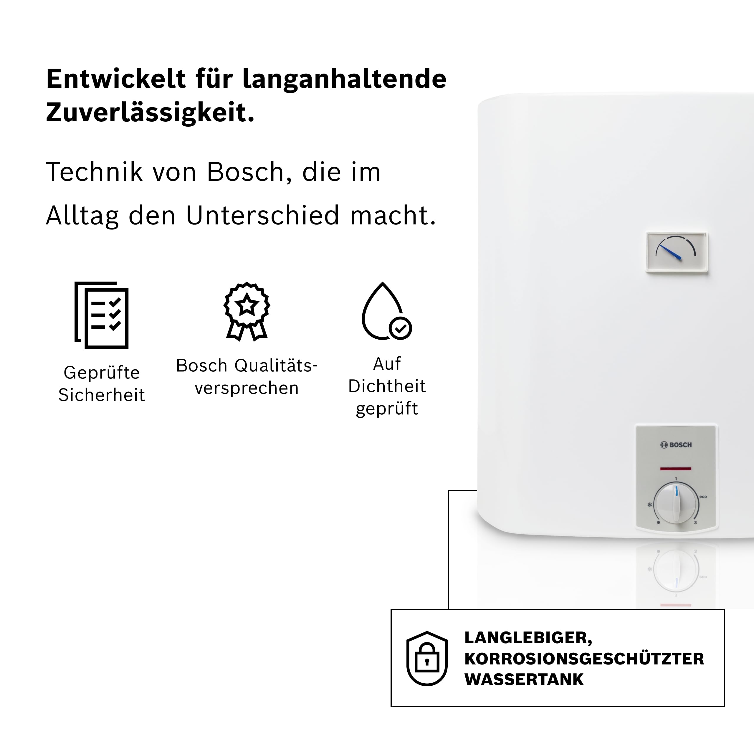 Bosch Elektrischer Wandspeicher Tronic Plus Store - Warmwasserspeicher druckfest mit geringem Bereitschaftsenergieverbrauch, 30 Liter [Energieklasse B]