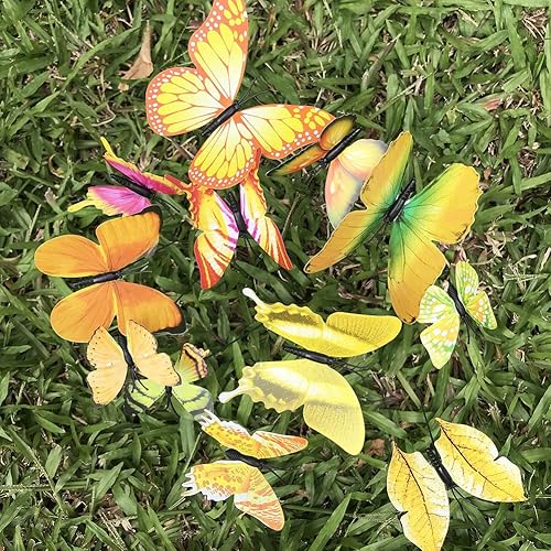 Miniatura 10 de V-Time - 24 decoraciones de mariposa de jardín para exteriores, impermeables, estacas de mariposa para interiores y exteriores, patio, Navidad,