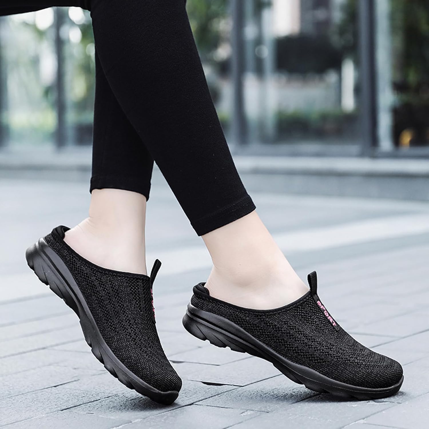 Aceptolcom Women Mules Shoes Slip On Open Back Mesh Walking Shoes Sneakers Comfortable Arch Support Lightweight - Image 5