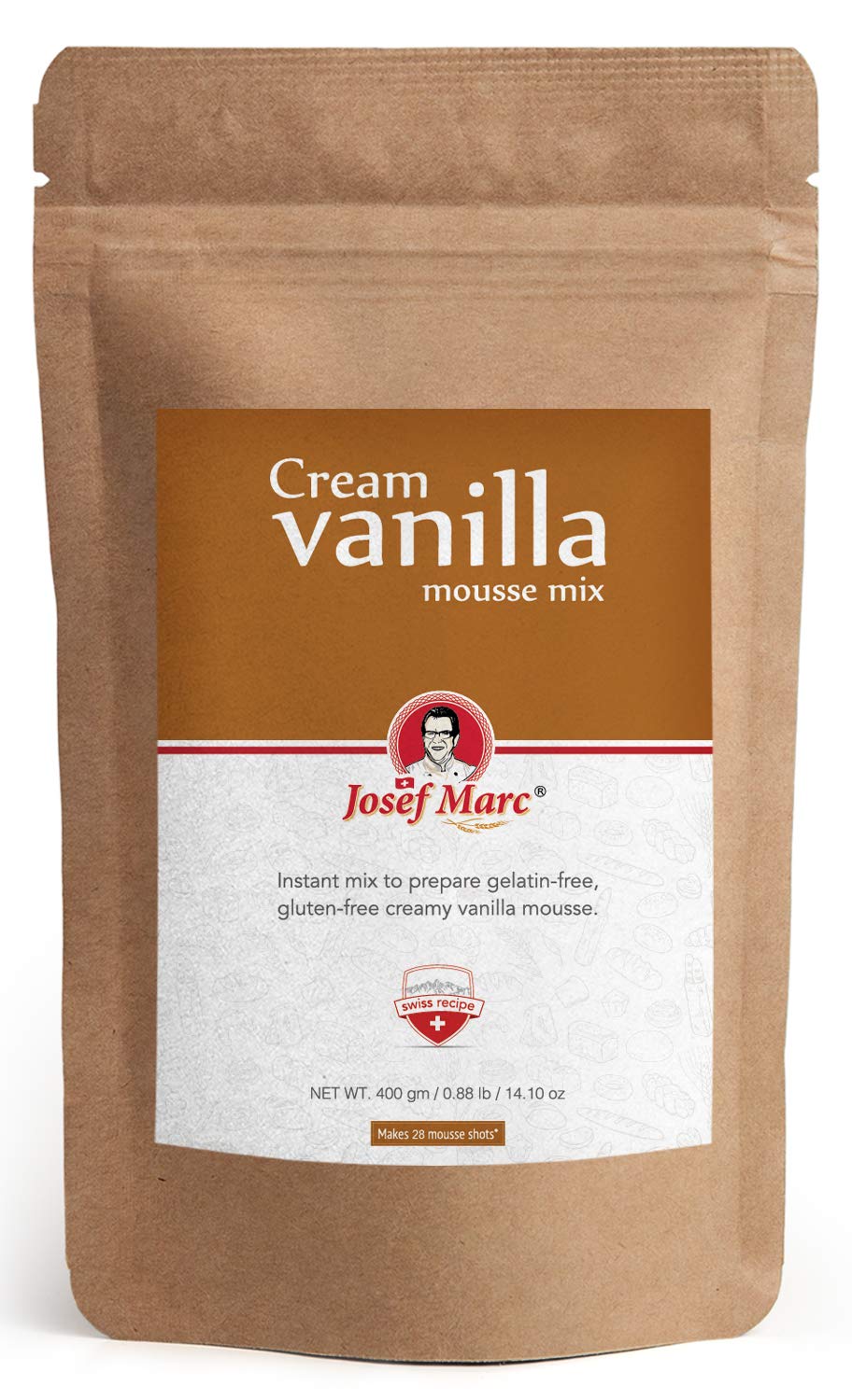 JOSEF MARC Instant Cream Vanilla Mousse Mix, 400g Mousse Mix & Gelatin Free Mousse Powder