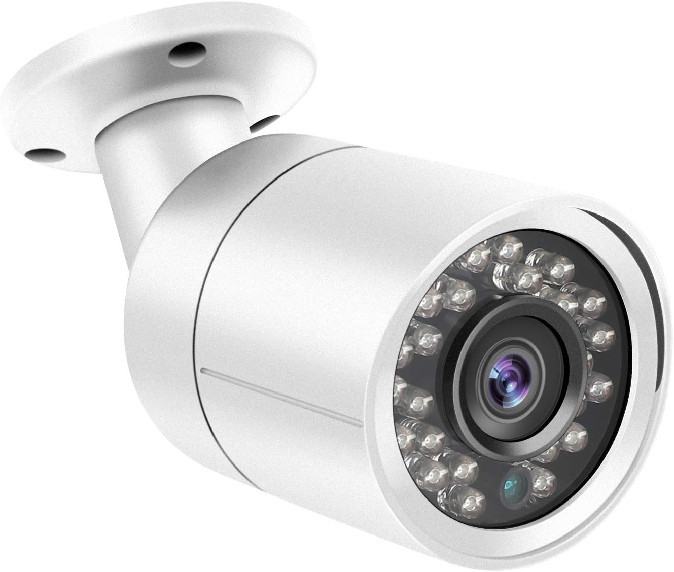 Dericam 1080P@30fps 1920TVL Full HD Bullet Outdoor Security Camera, HDCVI/HDTVI/AHD/960H CVBS 4-in-1 Surveillance Camera, IP66 Metal Housing, 24 LEDs/82ft Night Vision, 85°Viewing Angle, AC2MB2, White