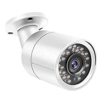 Dericam 1080P@30fps 1920TVL Full HD Bullet Outdoor Security Camera, HDCVI/HDTVI/AHD 3-in-1 Surveillance Camera, IP66 Metal Housing, 24 LEDs/82ft Night Vision, 85?Viewing Angle, AC2MB2, White