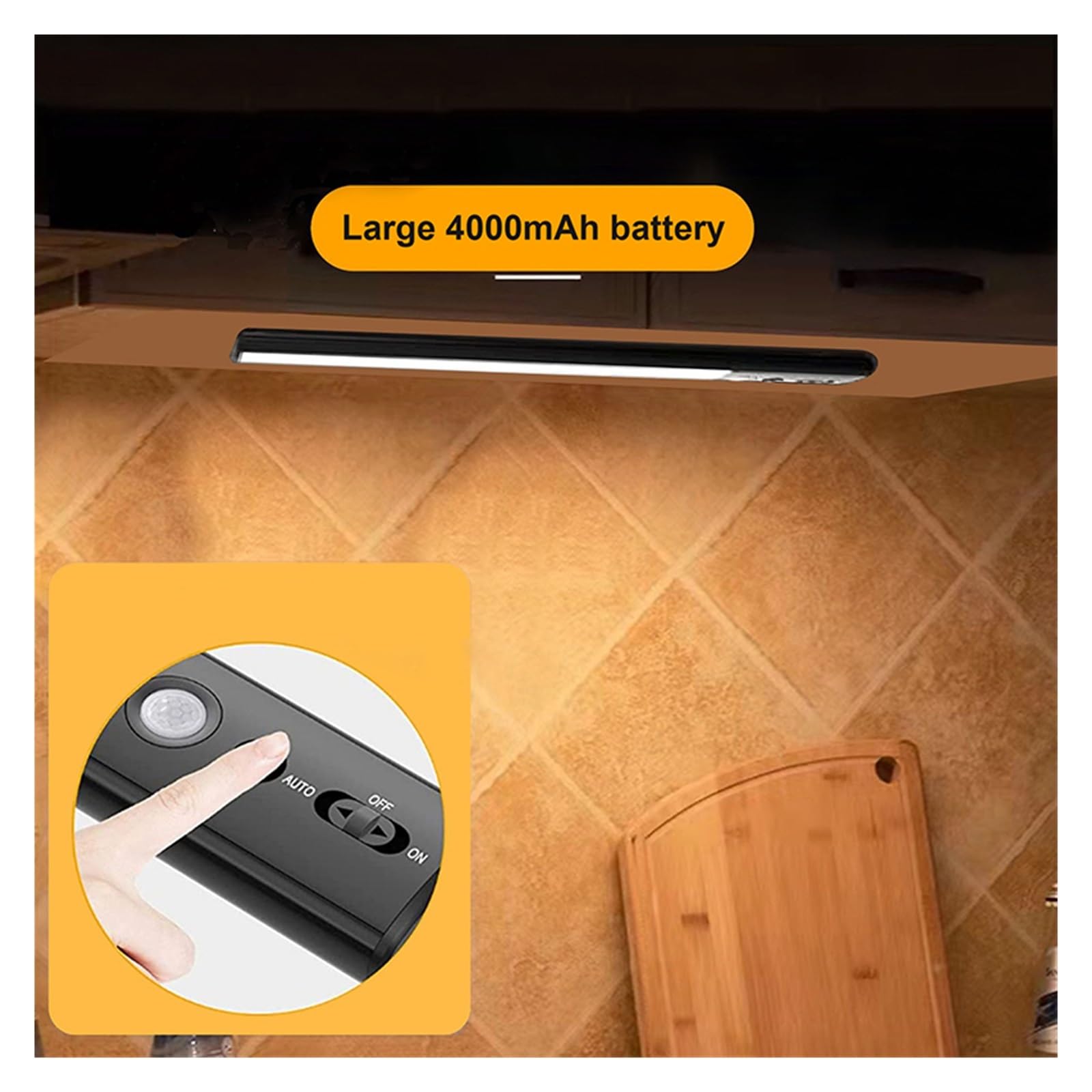 Luces Bajo Armario Luz LED Nocturna Con Sensor De Movimiento Inteligente, Lámpara Noche For Sala Estar, Dormitorio, Gabinete Carga USB, Iluminación Cocina For Decoración Del Hogar(2000 mAh)